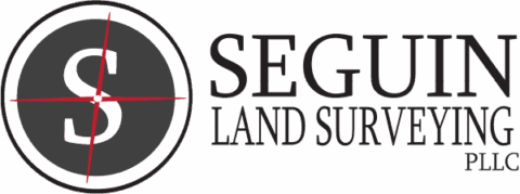 SeGuin Land Surveying logo with compass and survey marker.