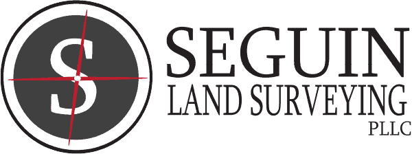 SeGuin Land Surveying logo with compass and survey marker.