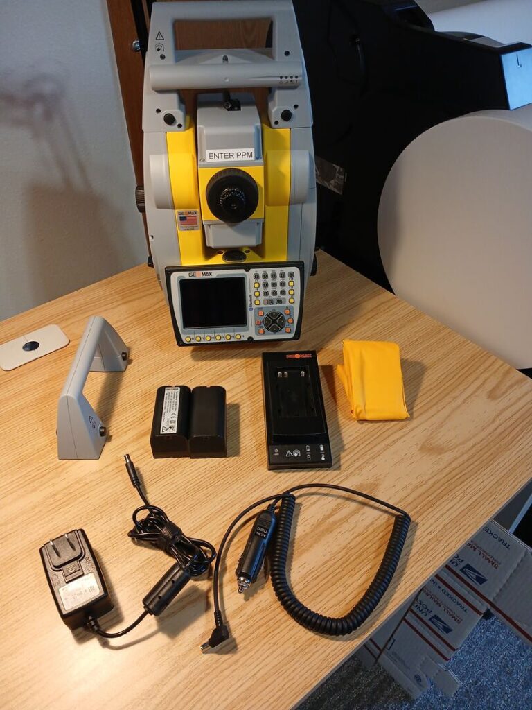 Land survey robotic total station with software and accessories for geomatics professionals.