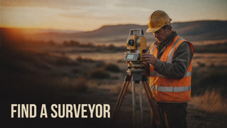 Surveyor using a total station at sunset for land measurement.