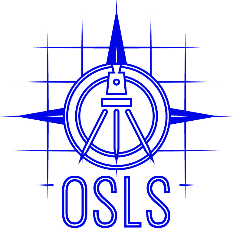 OSLS logo with compass and grid for land surveying professionals.