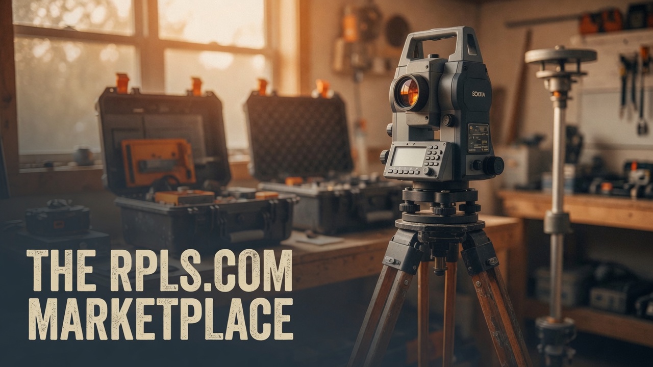 Surveying instrument on tripod in workshop for geomatics professionals.