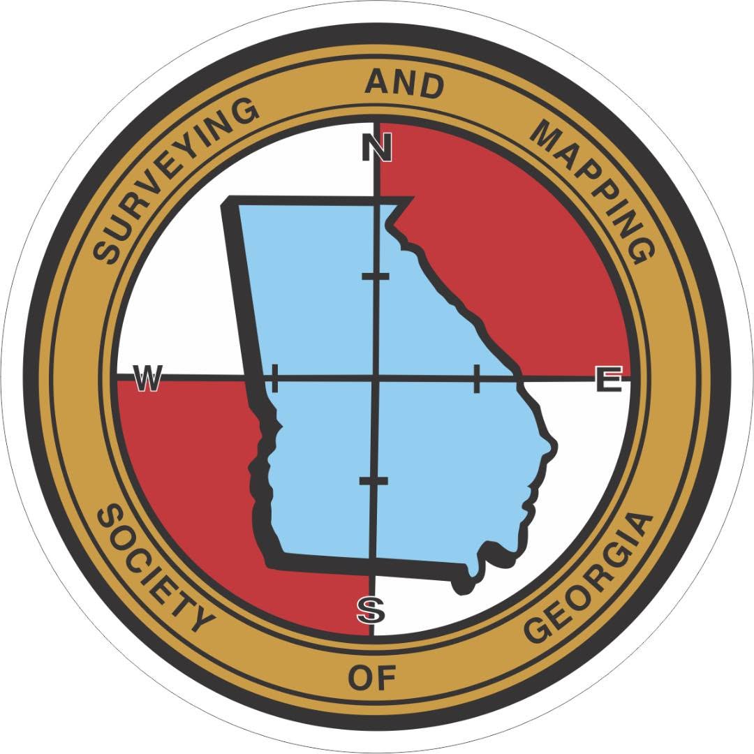 Georgia state map with surveying compass and directional markers.