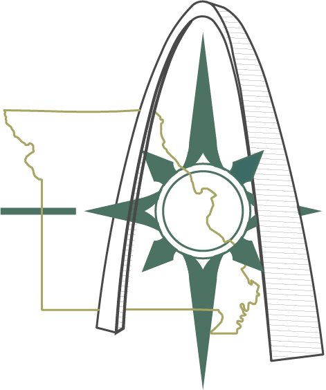 Logo featuring a compass, map of Missouri, and surveying tools for RPLS.com.