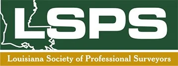 Louisiana Society of Professional Surveyors logo with state outline and survey theme.
