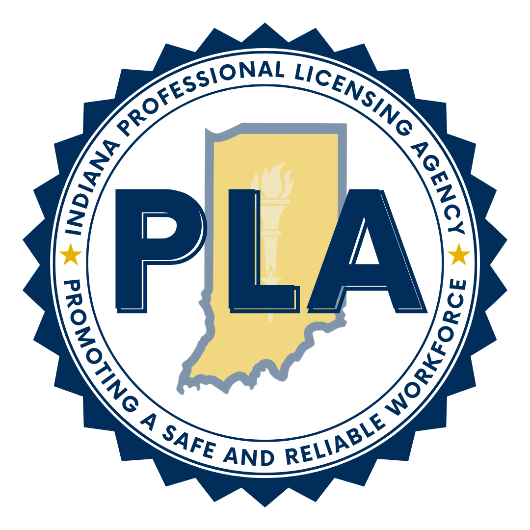 Indiana Professional Licensing Agency seal for land surveyors and geomatics professionals.