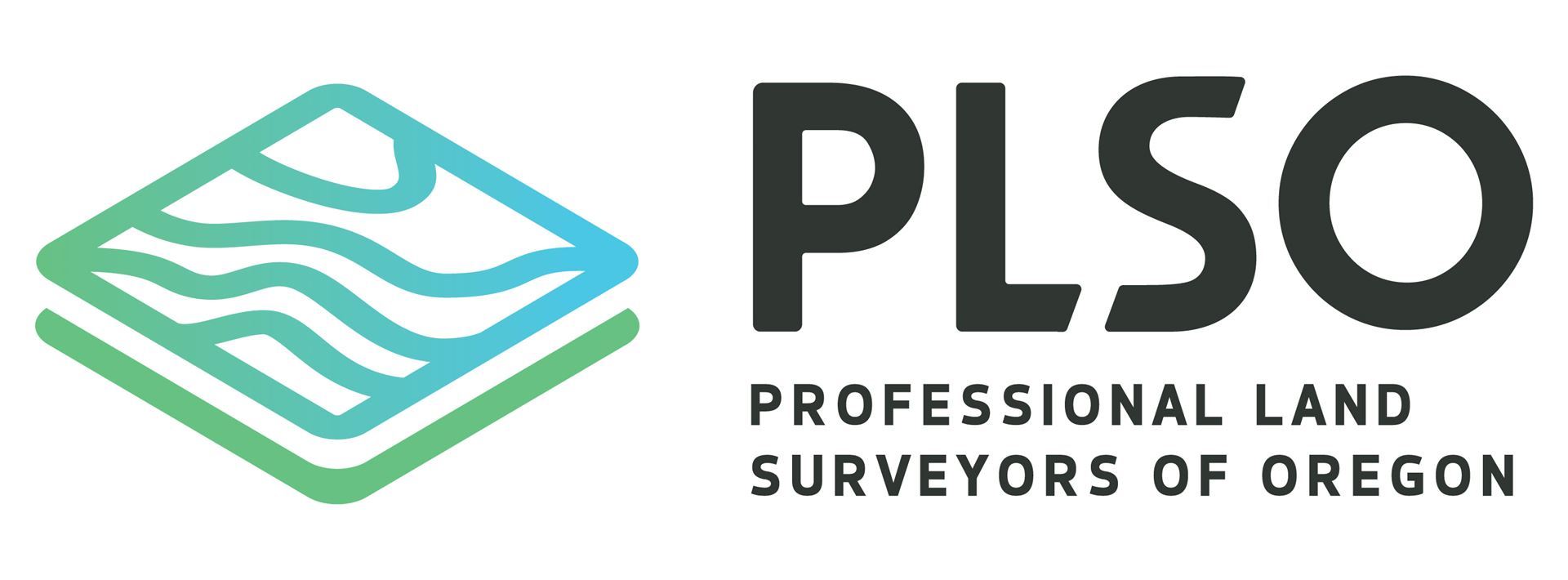 Professional Land Surveyors of Oregon logo with survey map icon.