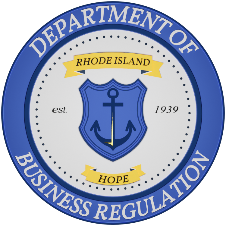 Official Rhode Island Board of Registration for Professional Land Surveyors emblem.
