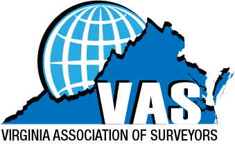 Virginia Association of Surveyors logo with globe and state outline.