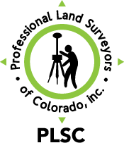 Logo of PLSC featuring a surveyor with a tripod and level.