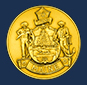Official Maine land surveyors certification seal with emblem and text.