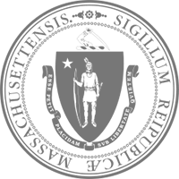 Official seal of the Massachusetts Board of Registration of Professional Engineers and Land Surveyos.