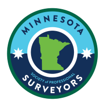 Logo of Minnesota Society of Professional Surveyors with state map.