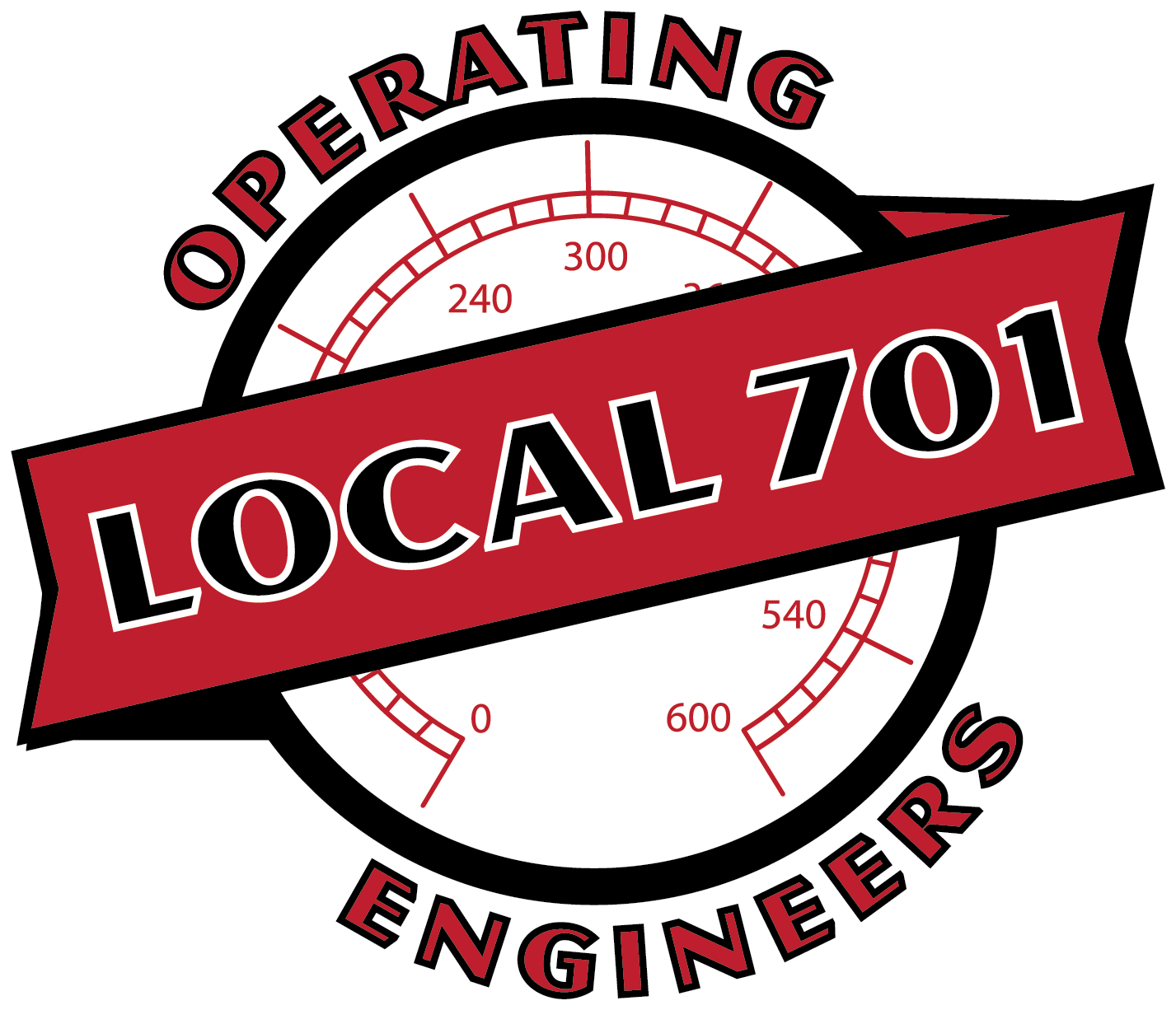 Local 701 Operating Engineers logo with gauge and bold text.