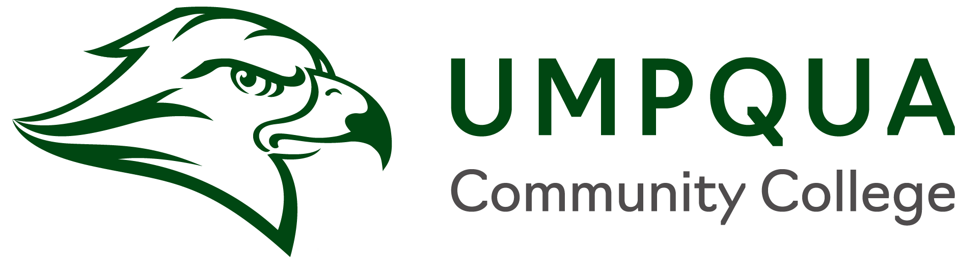 Umpqua Community College logo with mascot and campus name.
