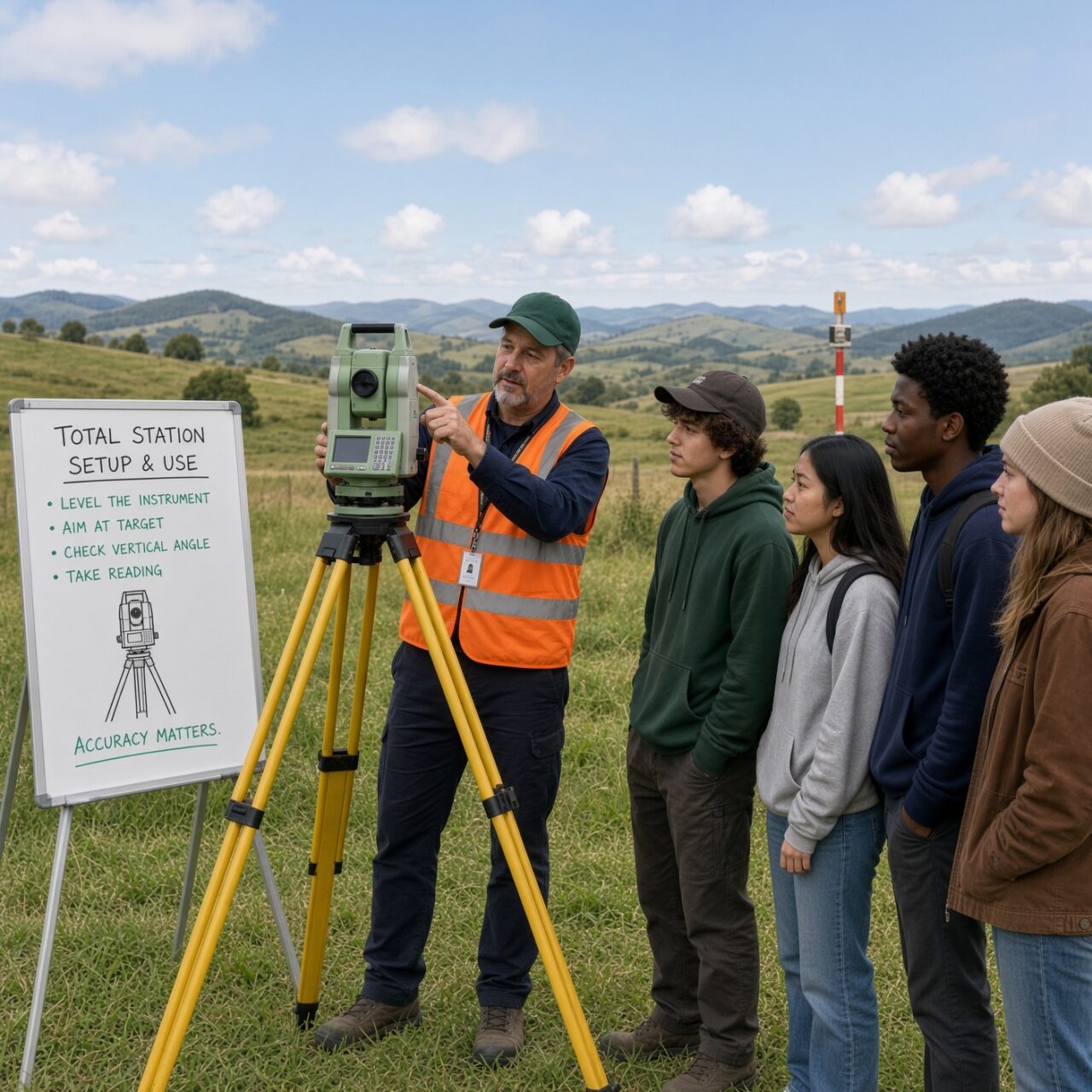 Students instructor total station field